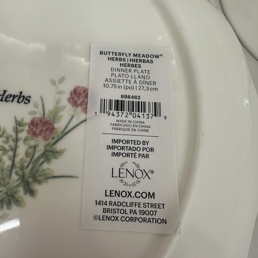 Set Of 2 LENOX Butterfly Meadow Herbs Dinner Plate 10.75" Matching Set Yellow - Picture 8 of 8